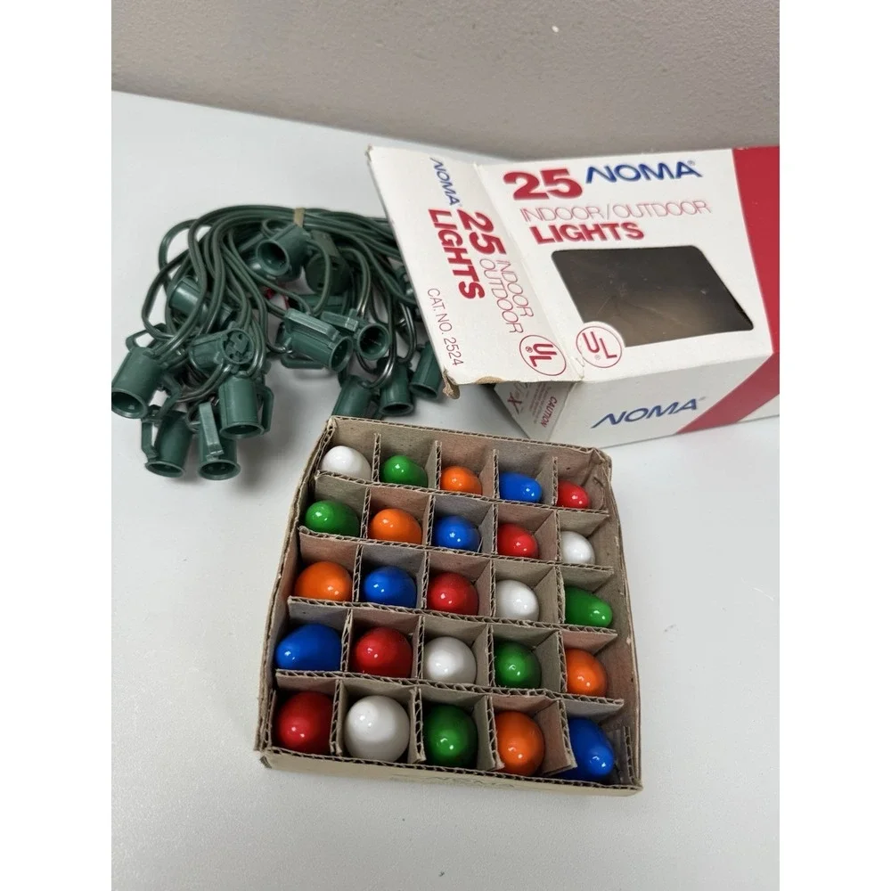 Vintage NOMA Christmas Tree 25 Light Strand 7W Bulbs Indoor Outdoor 80s 1980s
